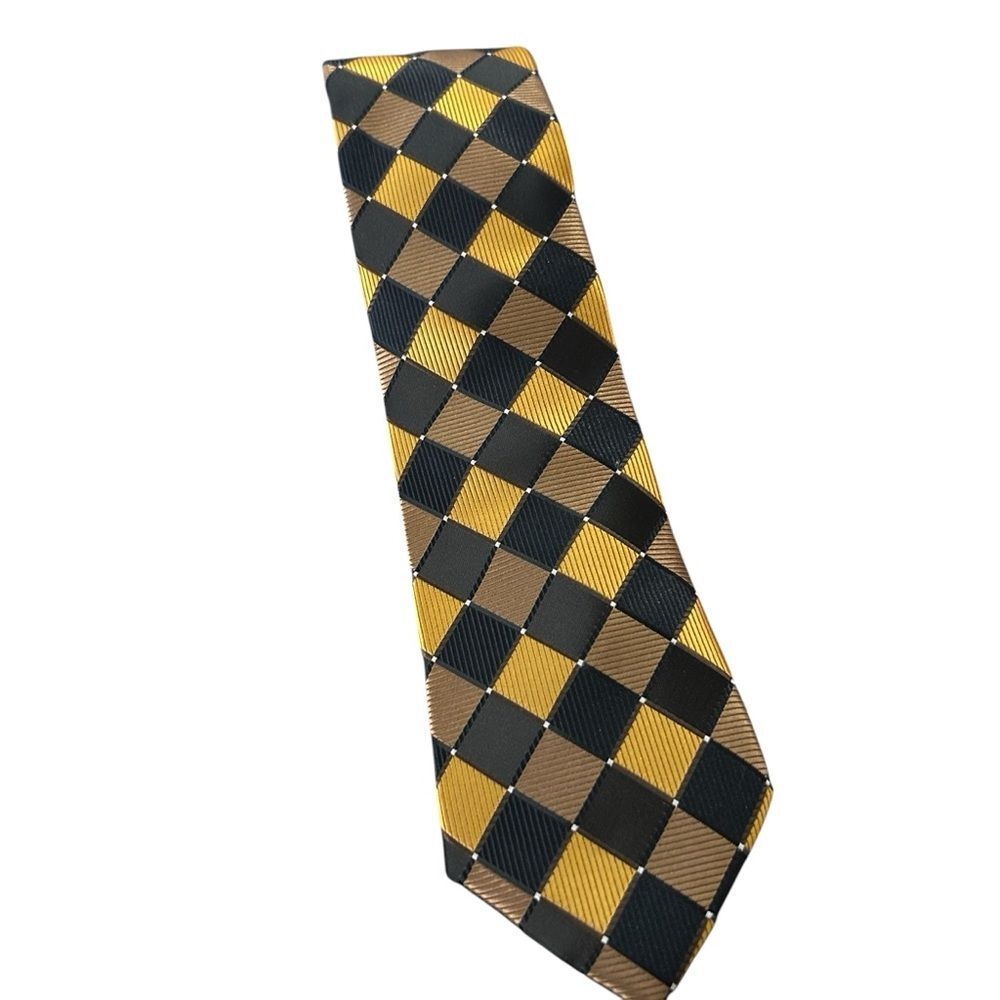 Twenty Dollar Tie Black Gold Diamond Print Silk Tie